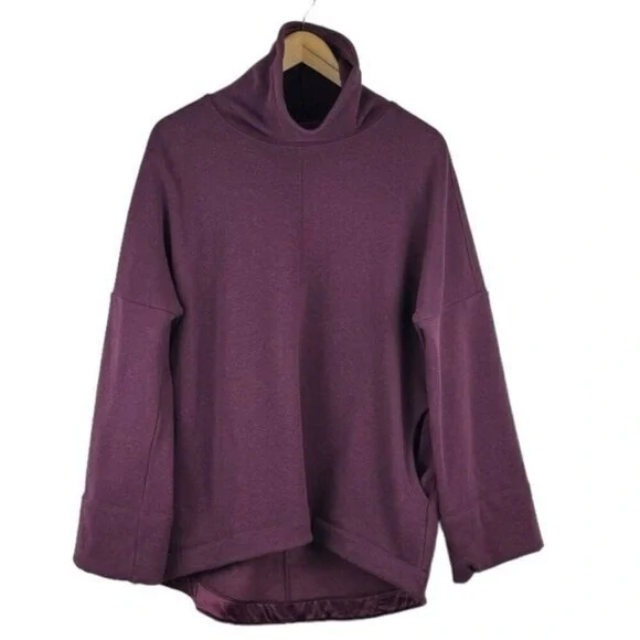 Athleta Cozy Karma Funnel Neck Sweatshirt Spiced Cabernet Fleece Lined US M - Picture 3 of 13
